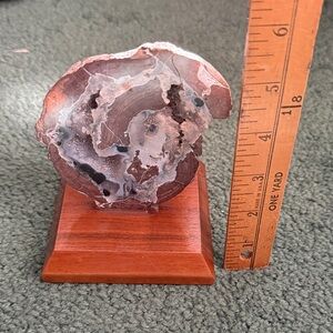 Natural Agate Slice on Wooden Base